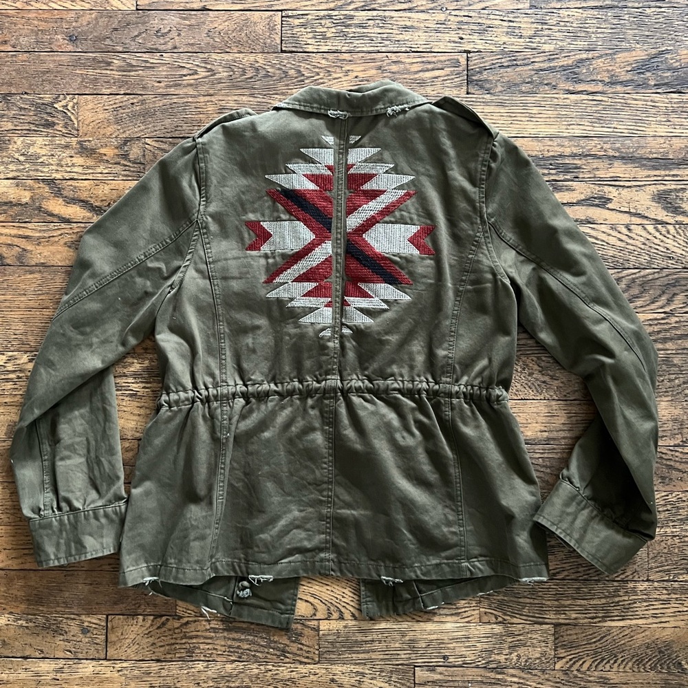 Blu Pepper Aztec Olive Green Jacket